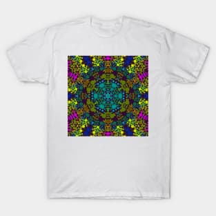 Dot Mandala Flower Blue Yellow and Pink T-Shirt